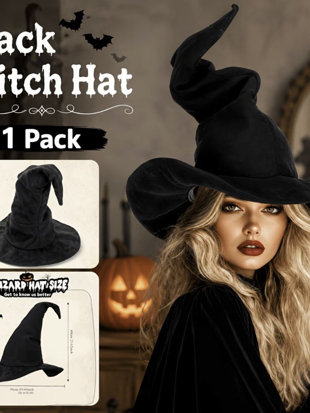 Velvety beautiful tall witch hat Brand New